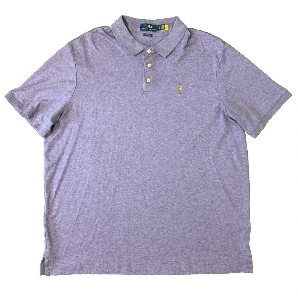 Polo Ralph Lauren Mens XL TG Polo Shirt Purple Heathered Short Sleeve Pony